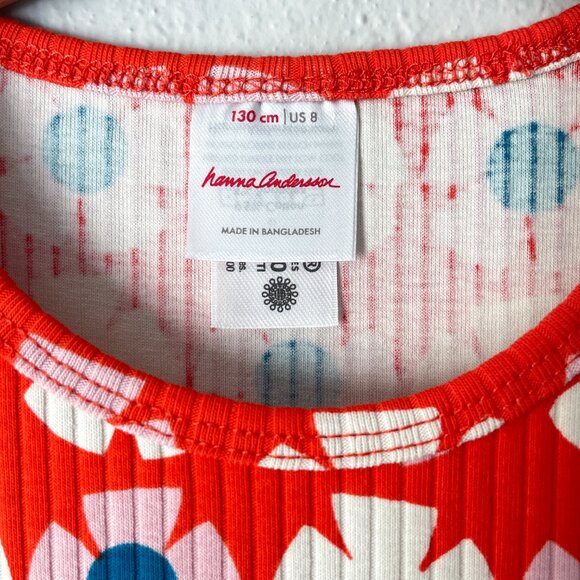 Hanna Andersson Drop Needle Rib Dress Far Out Flowers on Orange Spice 8 (130) - Picture 3 of 8